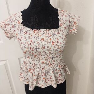 American Eagle Outfitters Floral Ruffle Blouse